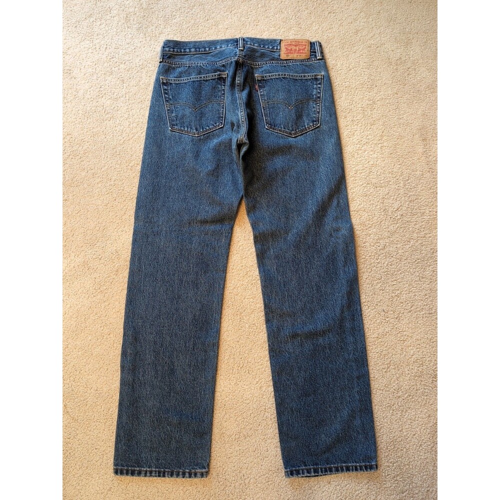 LEVI'S 505 mens 36 x 34 Blue Jeans Regular Fit Straight Leg - Picture 2 of 10